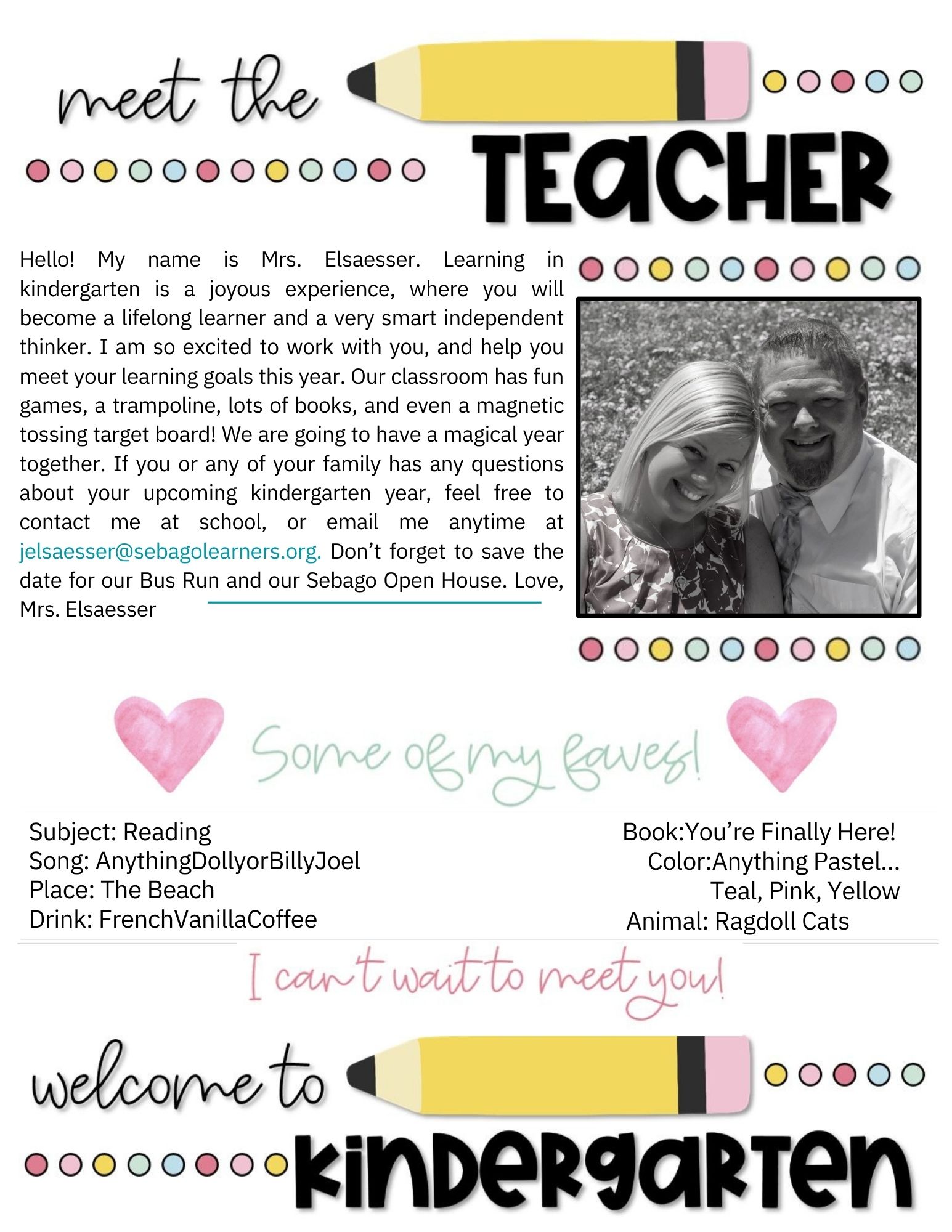 Elsaesser Welcome Letter